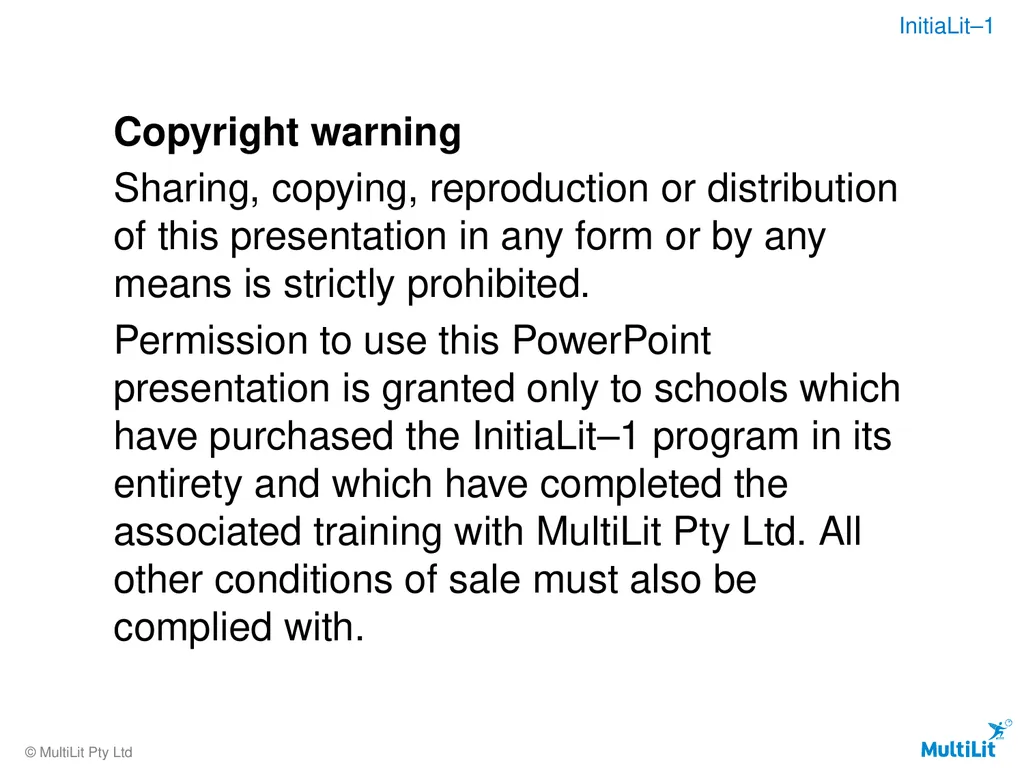 Copyright warning Sharing, copying, reproduction - slide 1 of 68