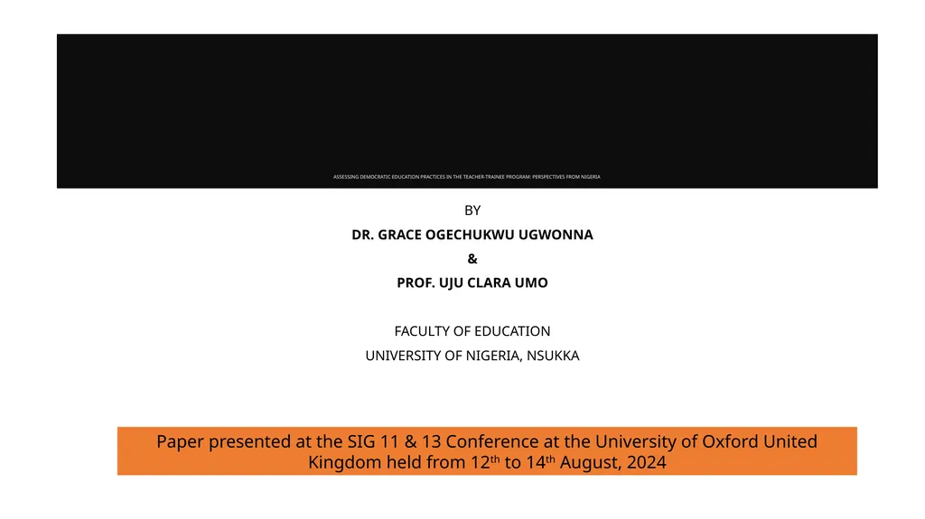 ASSESSING DEMOCRATIC EDUCATION PRACTICES IN THE - slide 1 of 12
