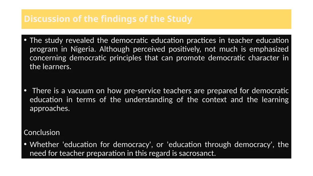 ASSESSING DEMOCRATIC EDUCATION PRACTICES IN THE - slide 11 of 12