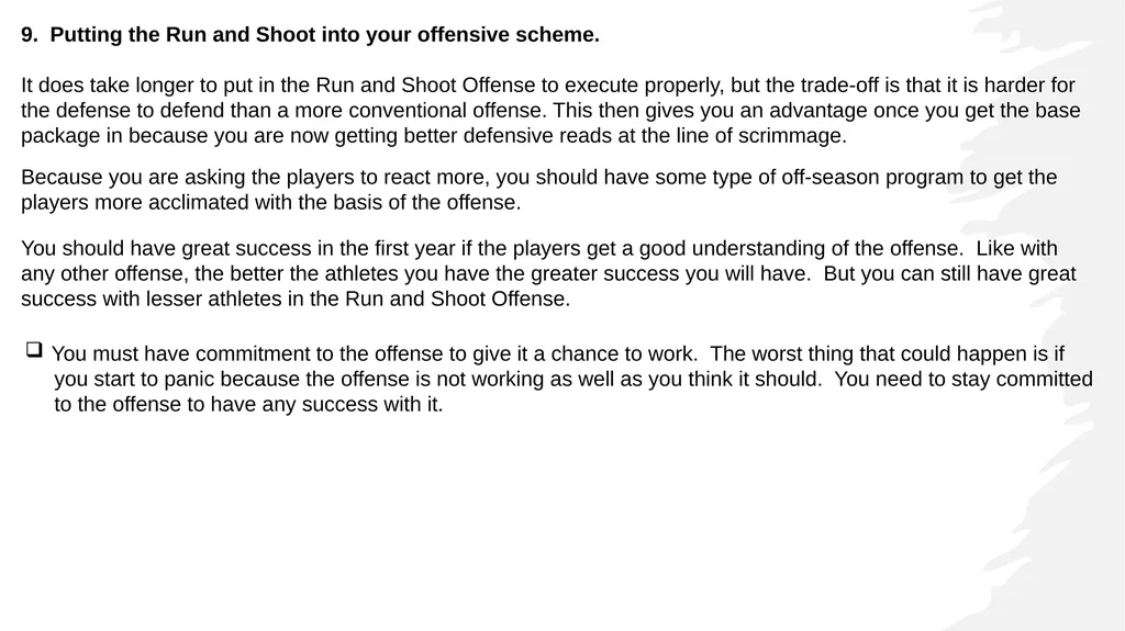 RUN n SHOOT OFFENSE FOUNDATIONS 1. Run & Shoot - slide 22 of 36