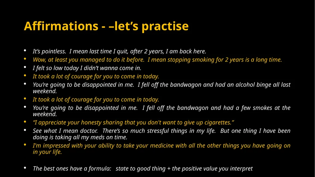 Mini Motivational Interviewing in the 10 minute - slide 23 of 38
