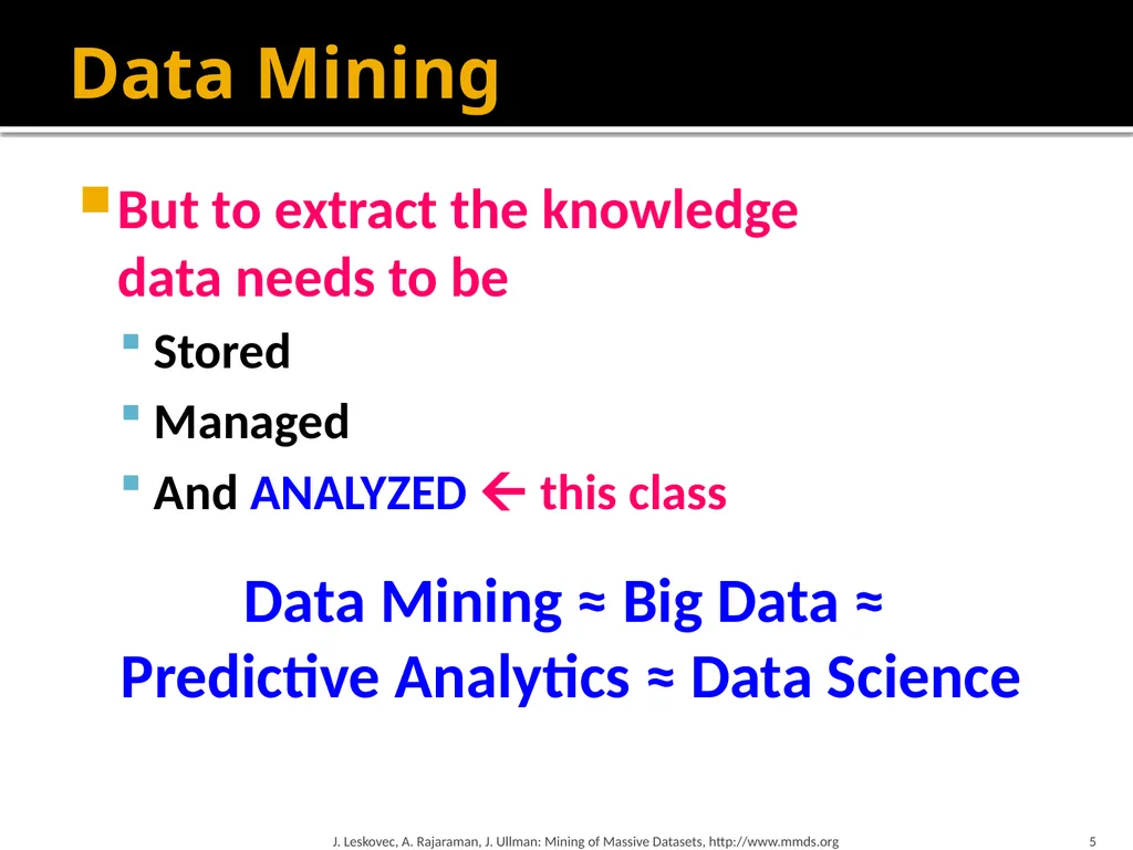 Mining of Massive Datasets: Course Introduction - slide 5 of 28