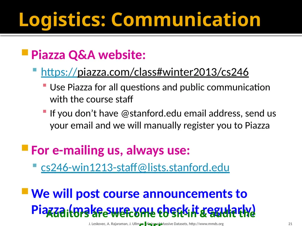 Mining of Massive Datasets: Course Introduction - slide 21 of 28