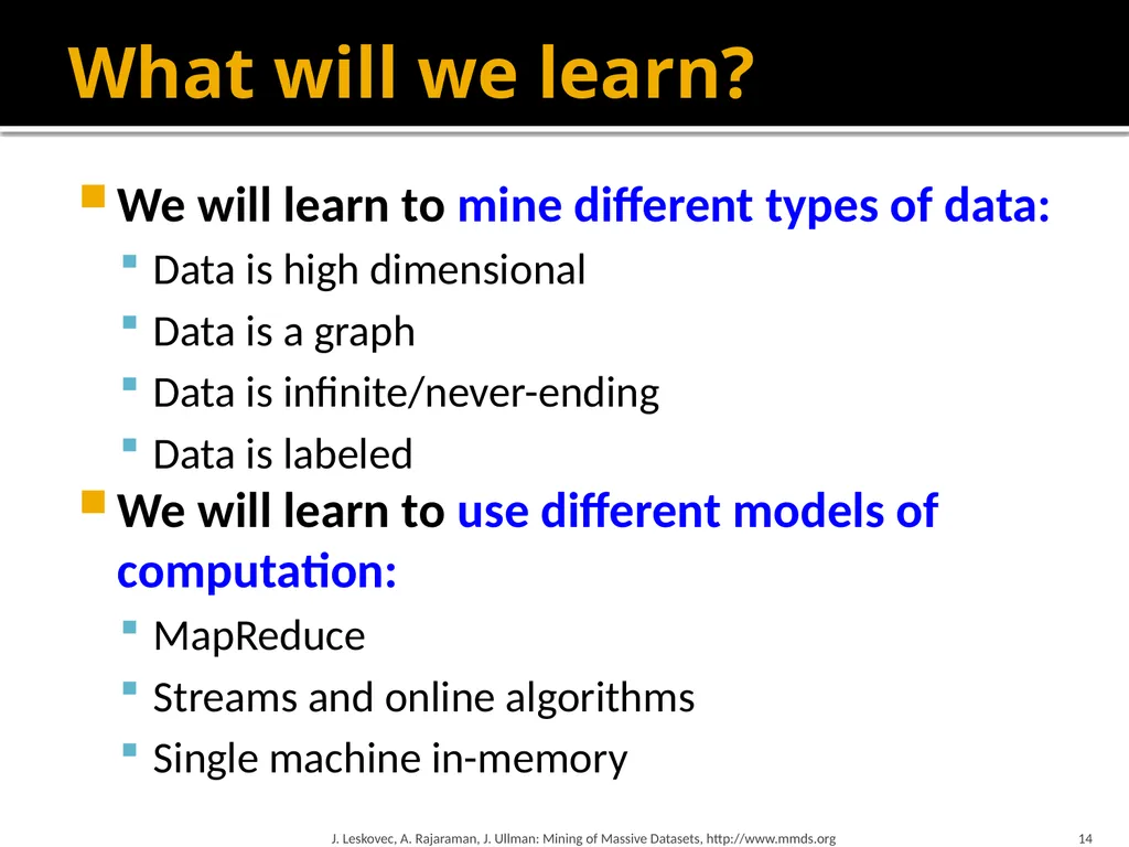 Mining of Massive Datasets: Course Introduction - slide 14 of 28