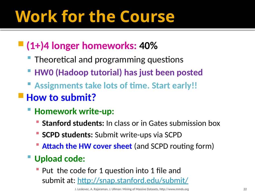 Mining of Massive Datasets: Course Introduction - slide 22 of 28