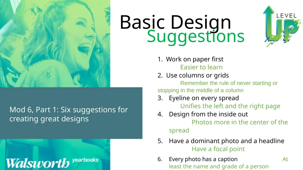 Basic Design How to make a Yearbook Spread Mod 6, - slide 3 of 10