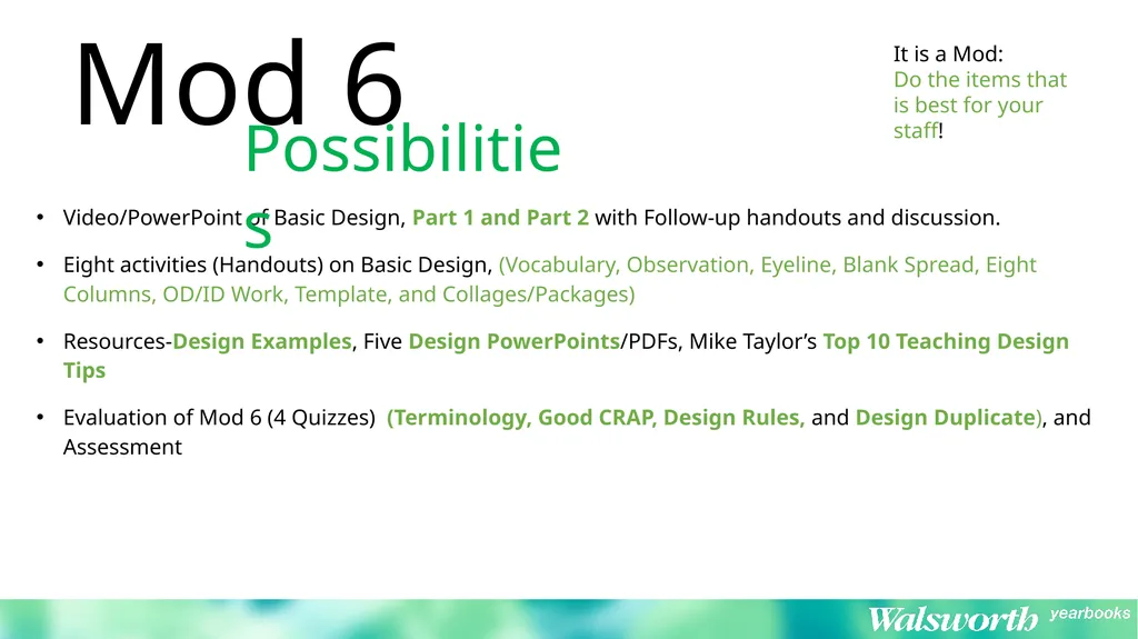 Basic Design How to make a Yearbook Spread Mod 6, - slide 5 of 10