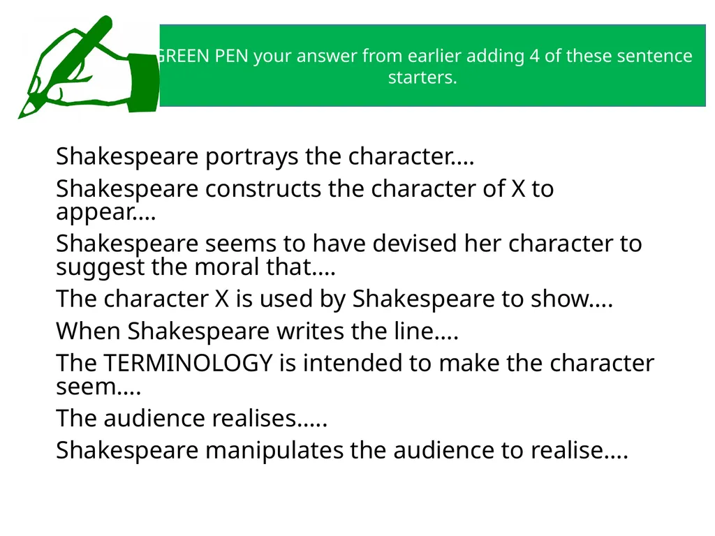 Imagine you are in your GCSE Literature exam, and - slide 11 of 13