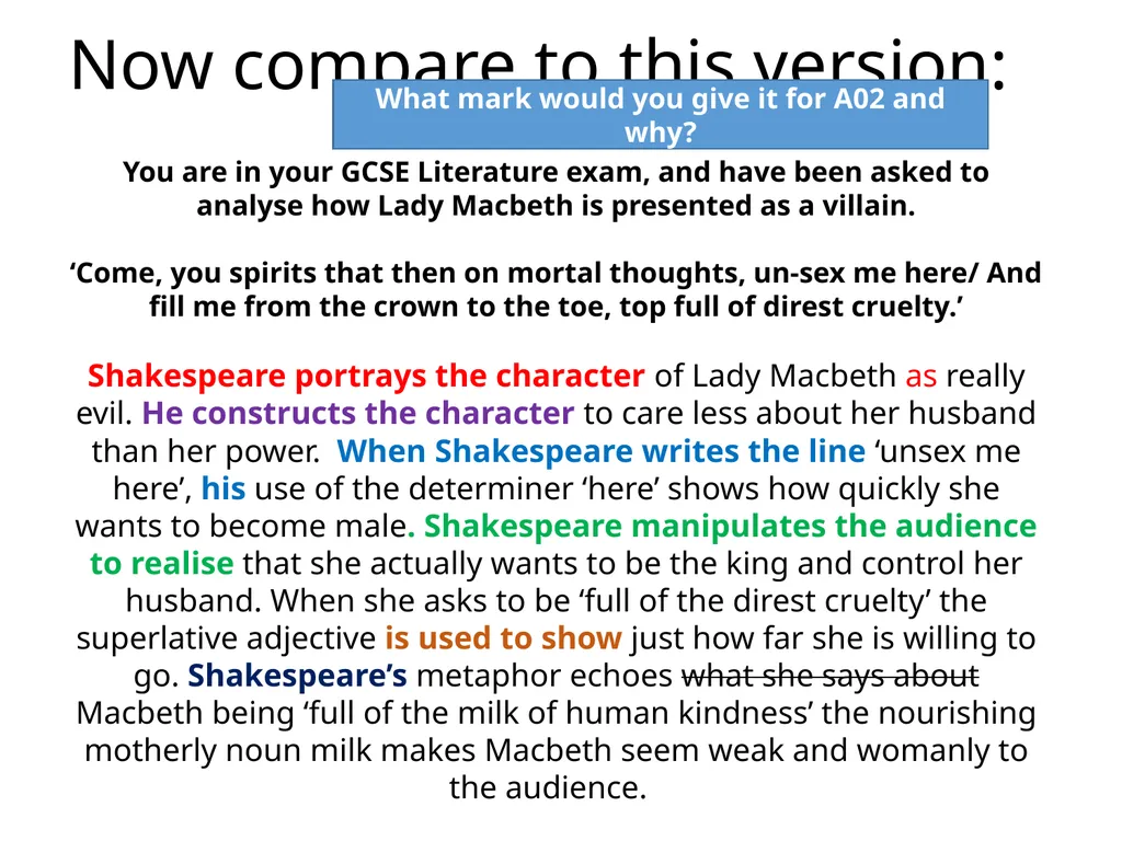 Imagine you are in your GCSE Literature exam, and - slide 10 of 13