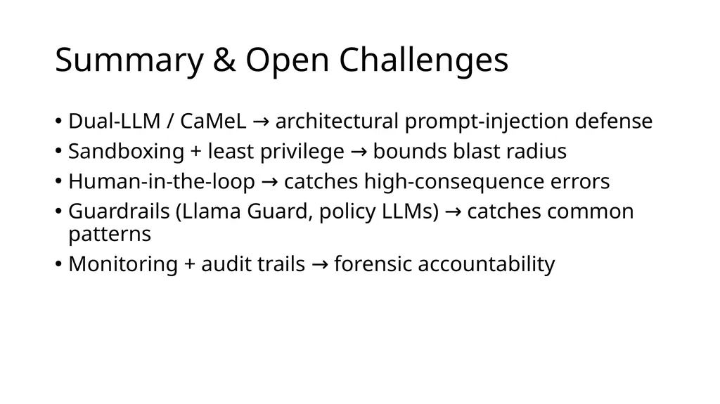 Large Language Model Agent Security COMP 4634 - slide 42 of 44