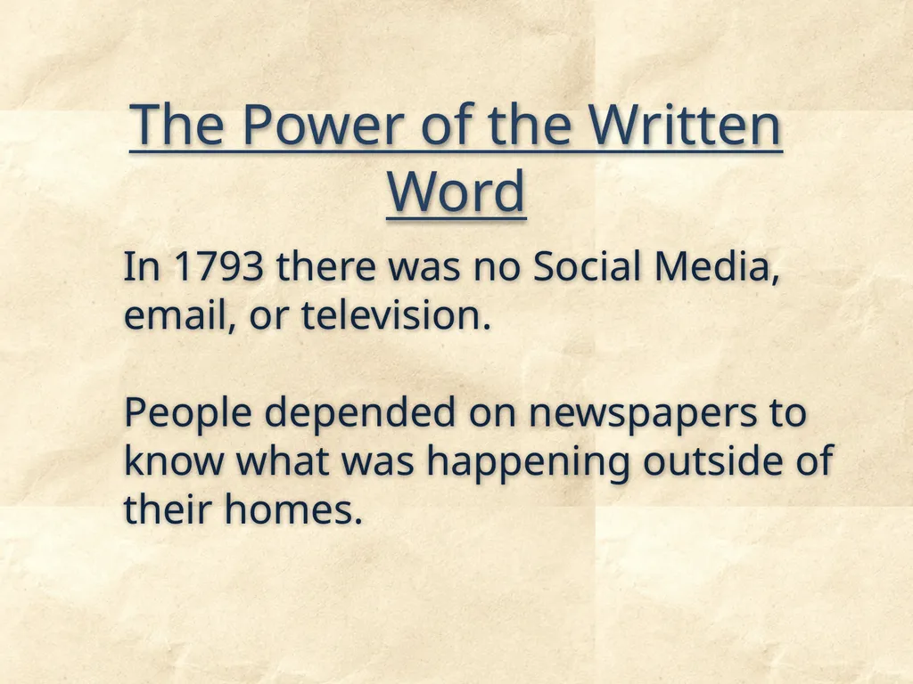 Pre-Visit Lesson TRAVEL Back TO 1793 The Role of - slide 18 of 21
