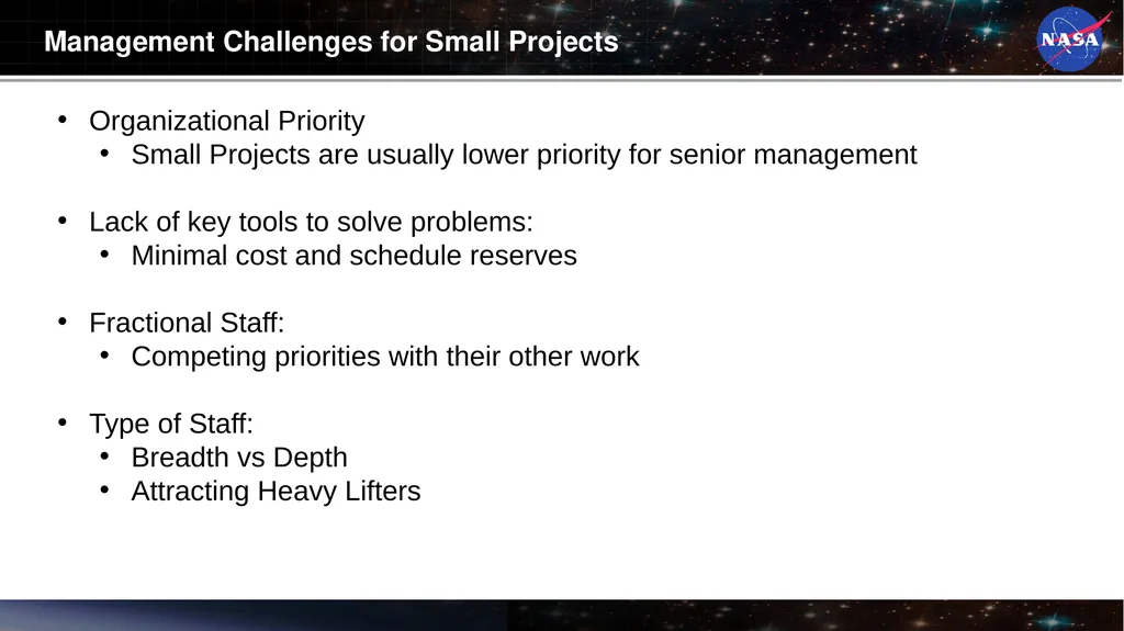 The Challenges of Managing Small Space Flight - slide 15 of 17