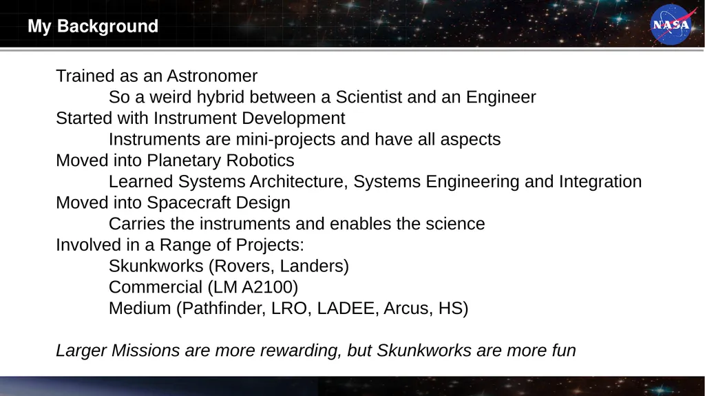 The Challenges of Managing Small Space Flight - slide 3 of 17