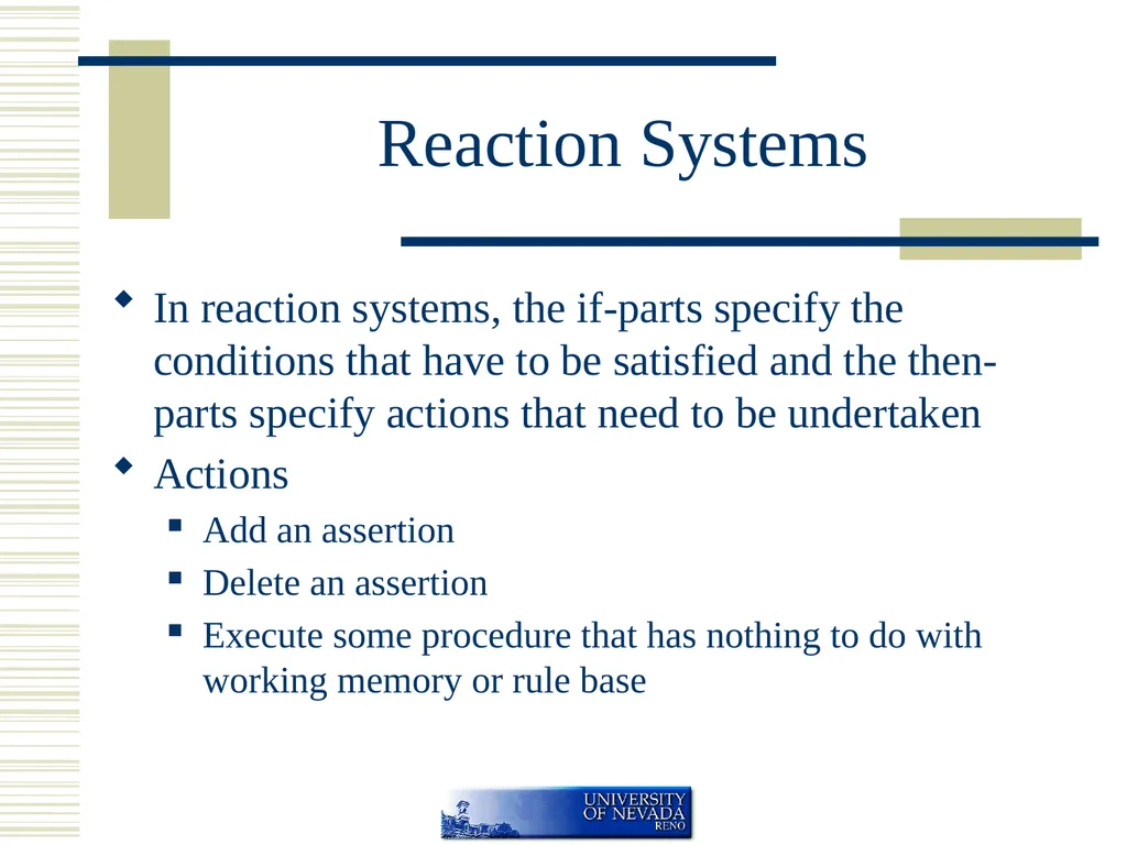 Rule Based Systems If <condition> then - slide 32 of 45