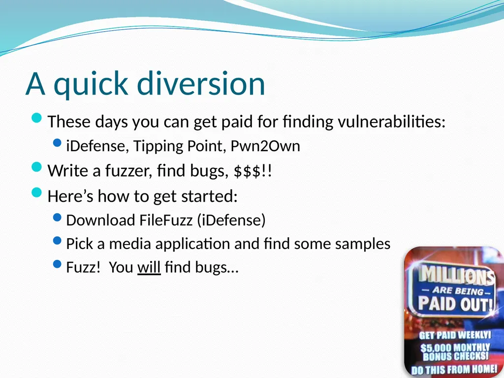 Fuzzing for Security Flaws John Heasman Stanford - slide 26 of 40