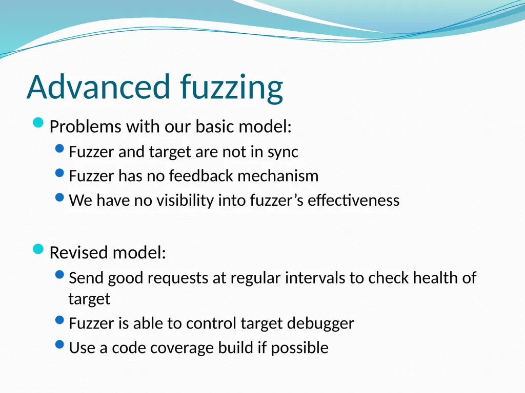 Fuzzing for Security Flaws John Heasman Stanford - slide 33 of 40