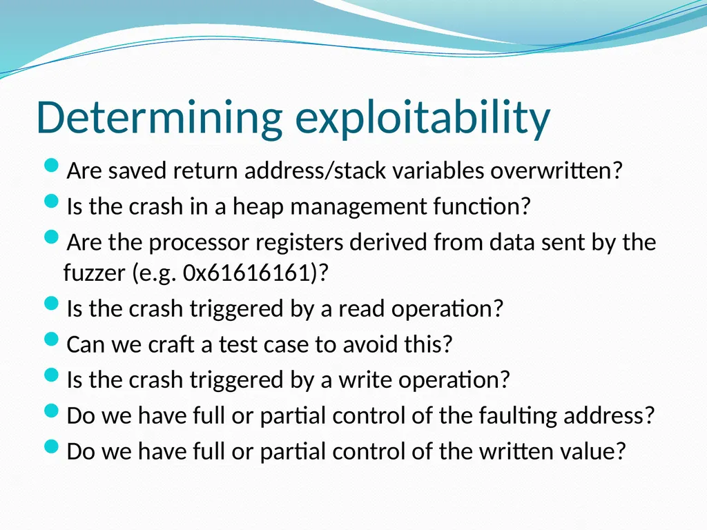 Fuzzing for Security Flaws John Heasman Stanford - slide 24 of 40
