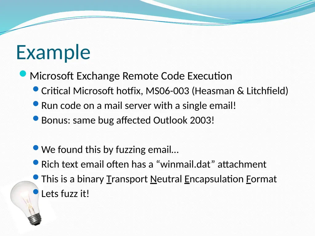 Fuzzing for Security Flaws John Heasman Stanford - slide 35 of 40