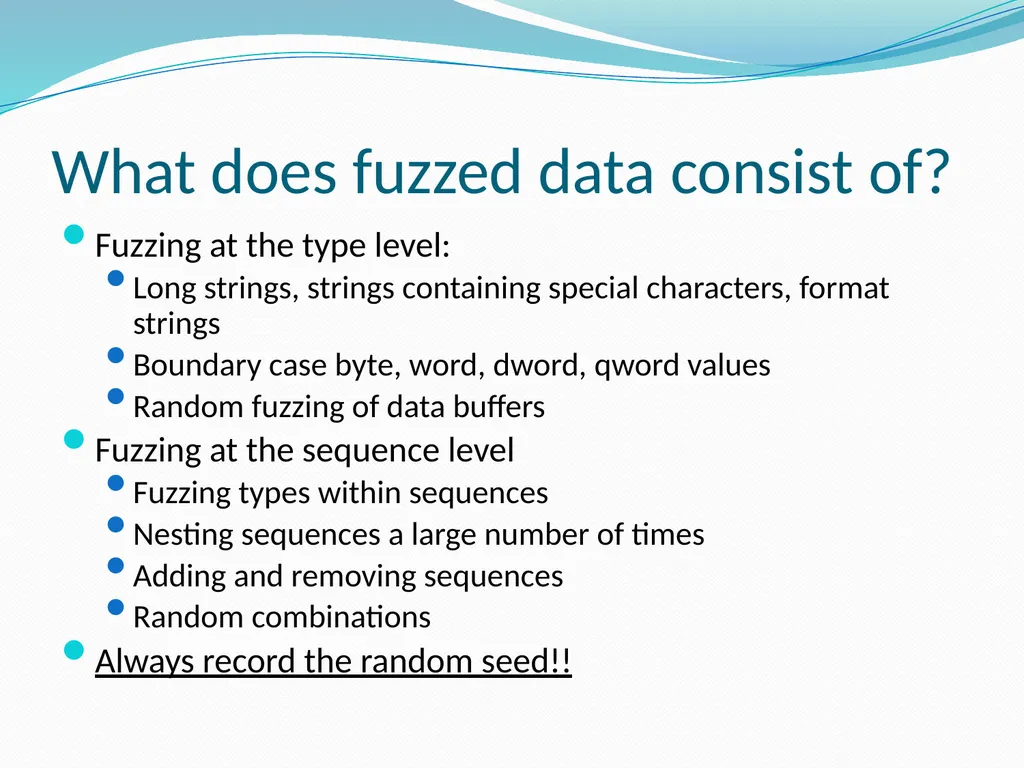 Fuzzing for Security Flaws John Heasman Stanford - slide 9 of 40