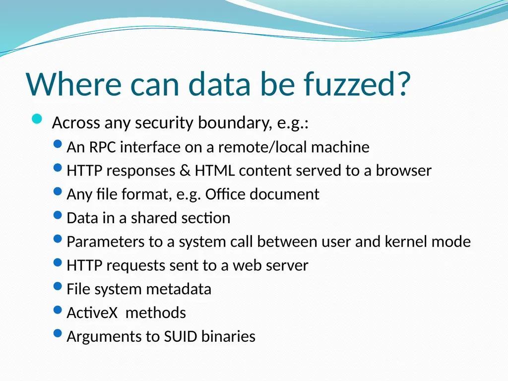 Fuzzing for Security Flaws John Heasman Stanford - slide 8 of 40