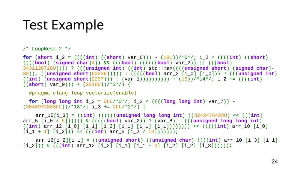 YARPGen: A Compiler Fuzzer for Loop Optimizations - slide 24 of 29