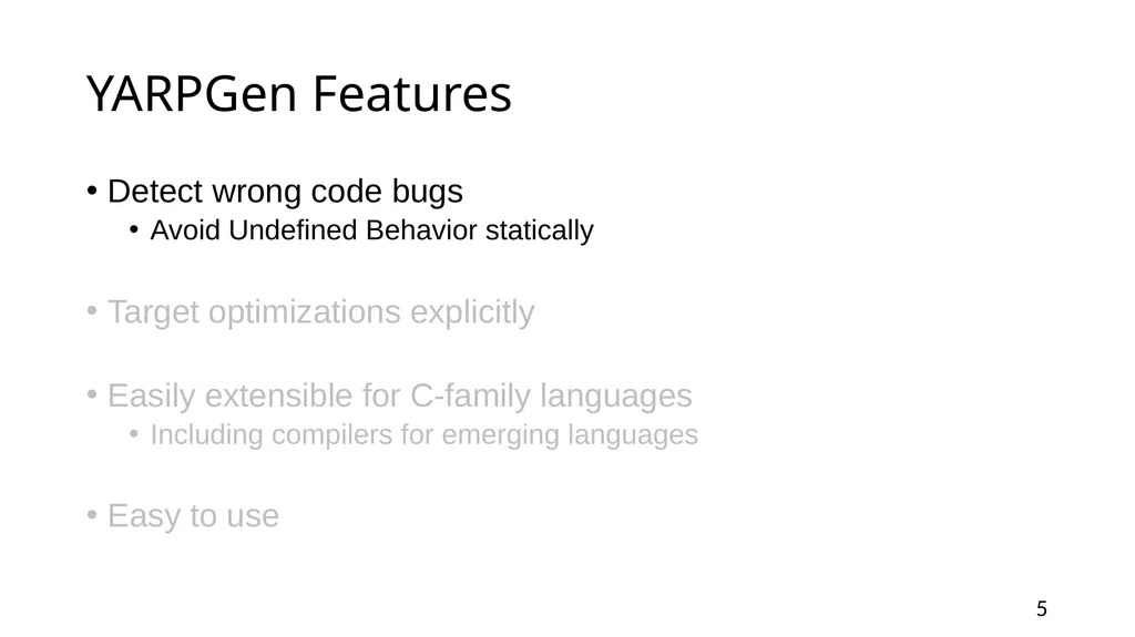YARPGen: A Compiler Fuzzer for Loop Optimizations - slide 5 of 29