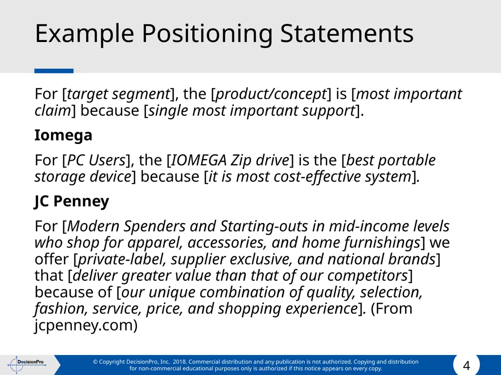 Positioning Positioning concept Perceptual mapping - slide 4 of 71
