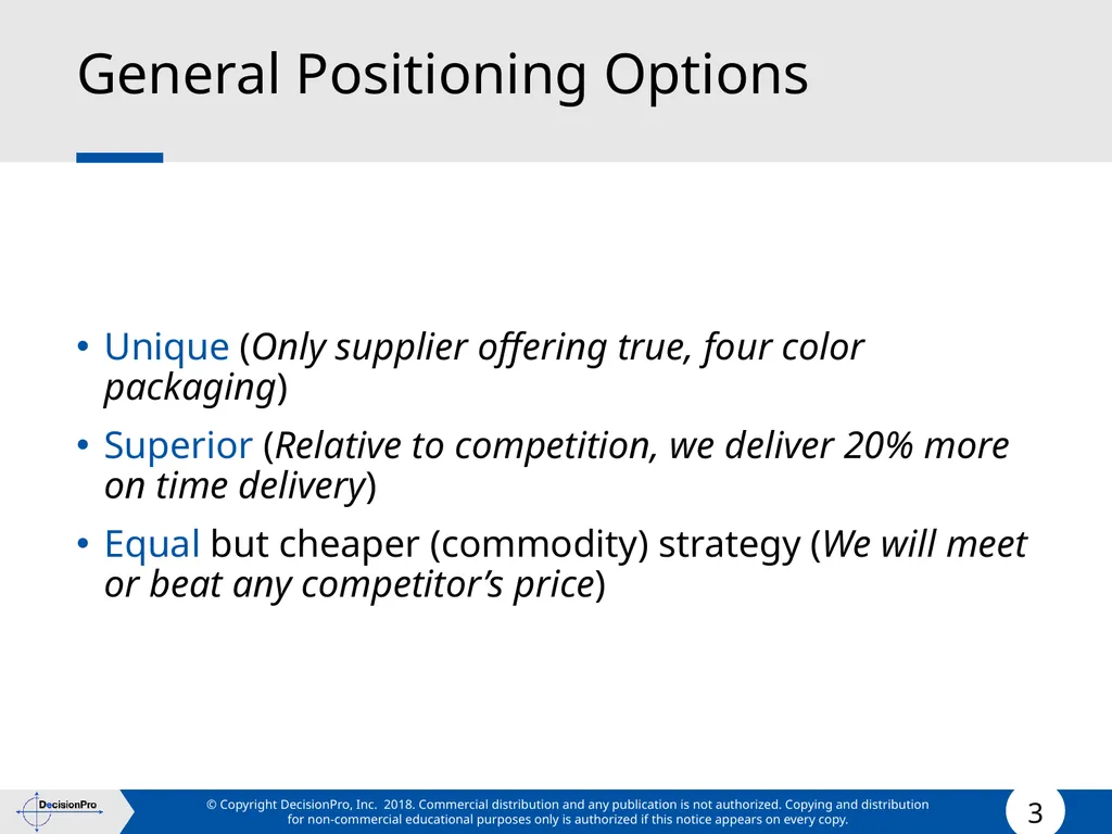 Positioning Positioning concept Perceptual mapping - slide 3 of 71