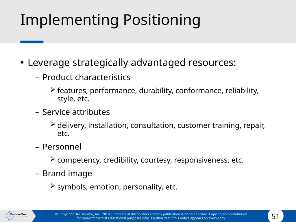 Positioning Positioning concept Perceptual mapping - slide 51 of 71