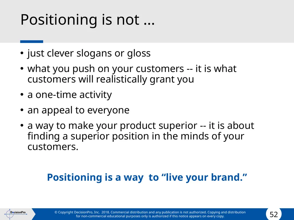 Positioning Positioning concept Perceptual mapping - slide 52 of 71