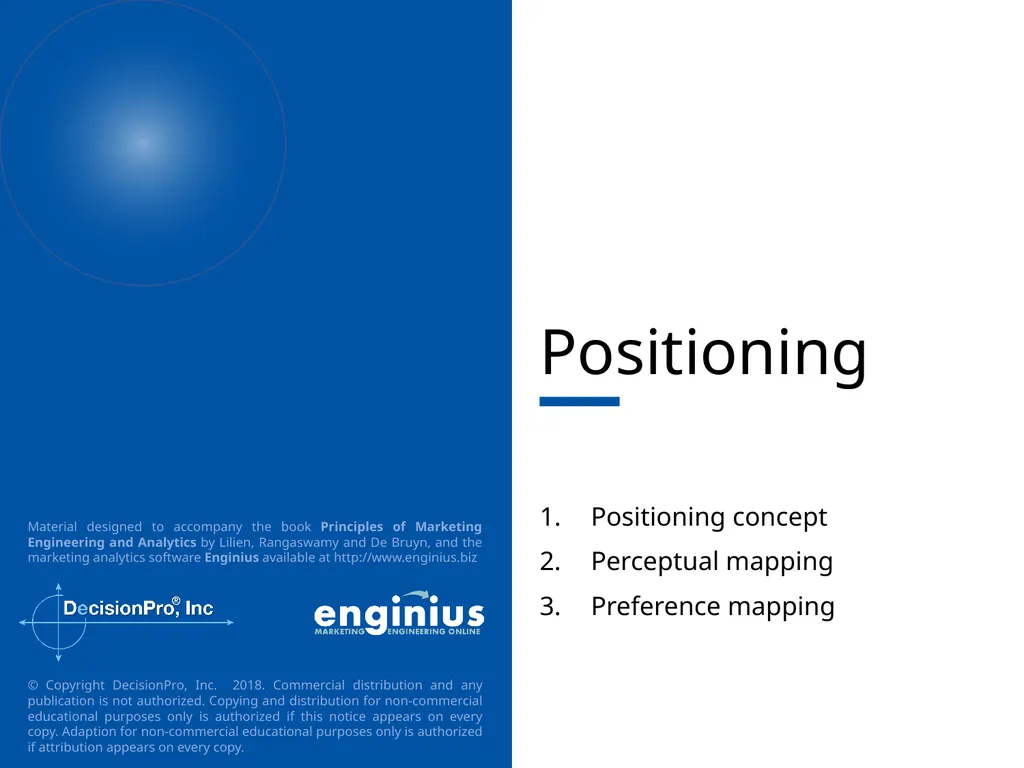 Positioning Positioning concept Perceptual mapping