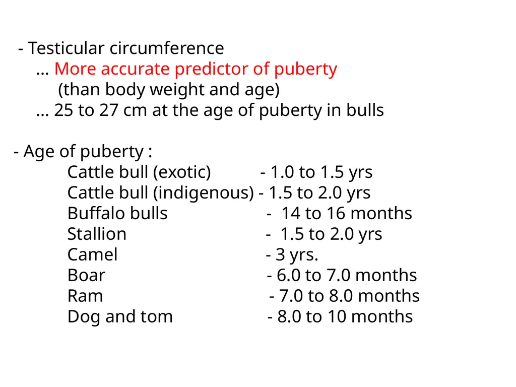 Puberty & sexual maturity in male animals - Dr. - slide 7 of 11