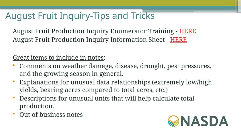 NASDA Survey Training August 2026 August Quick - slide 7 of 30