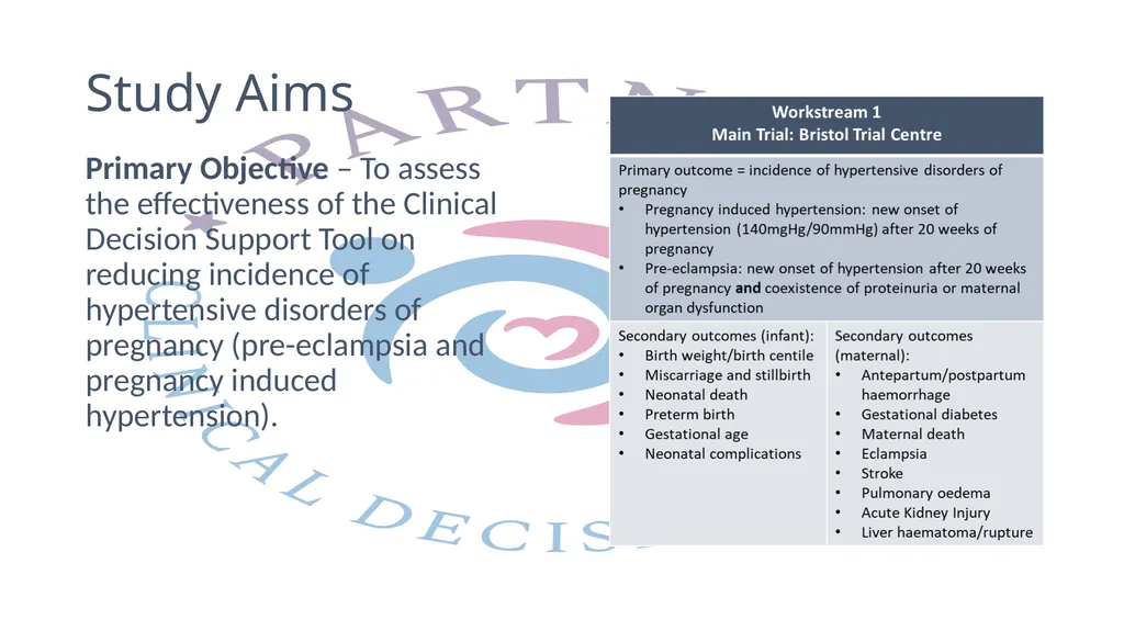 PregnAncy Risk assessmenT aNd dEcision suppoRt - slide 14 of 48