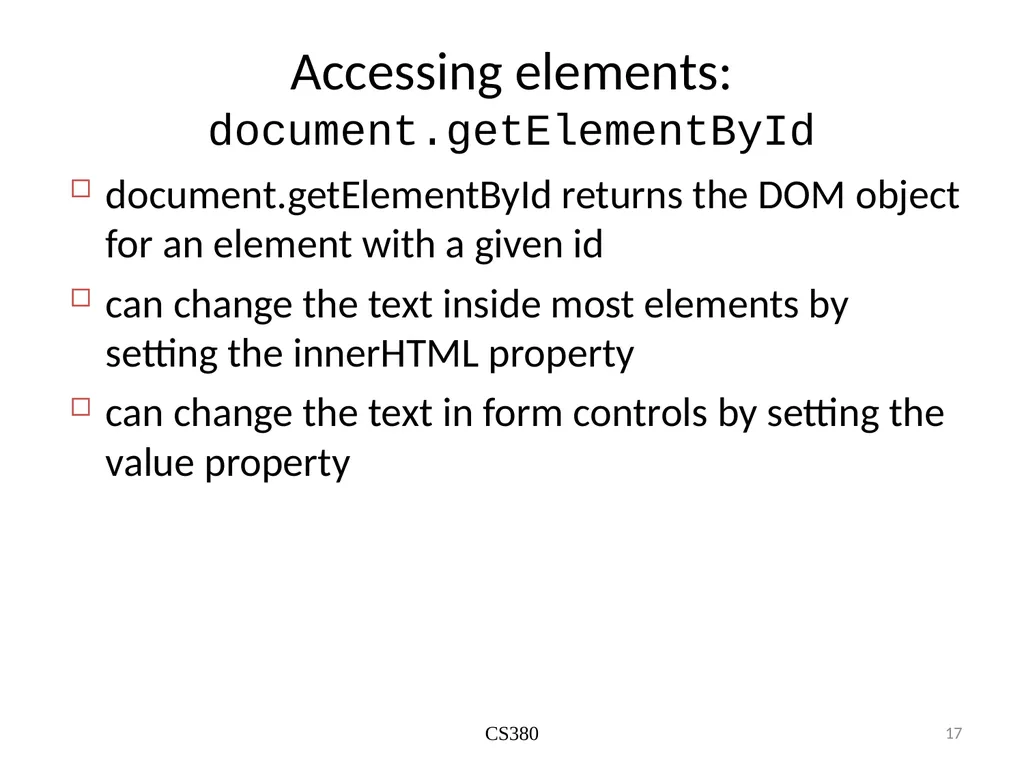 JS Basics September 26th 2019 What is it? The - slide 17 of 23