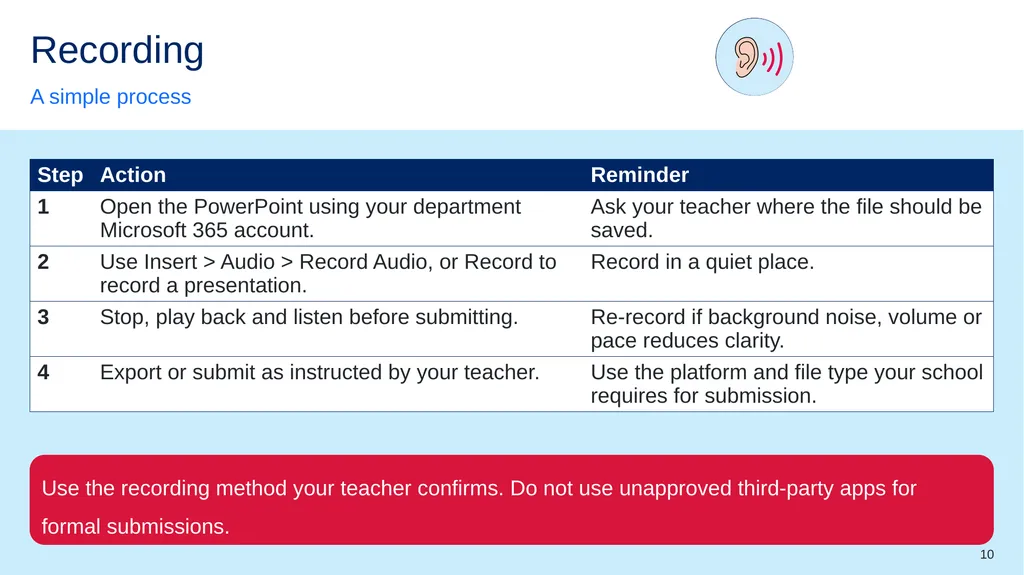 Symbols to support learning Listen Class - slide 10 of 28