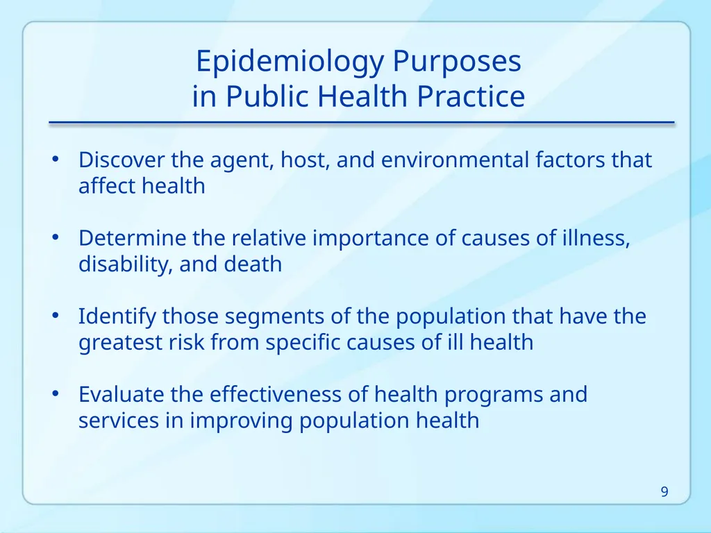 Public Health 101 Series Instructor name Title - slide 9 of 61