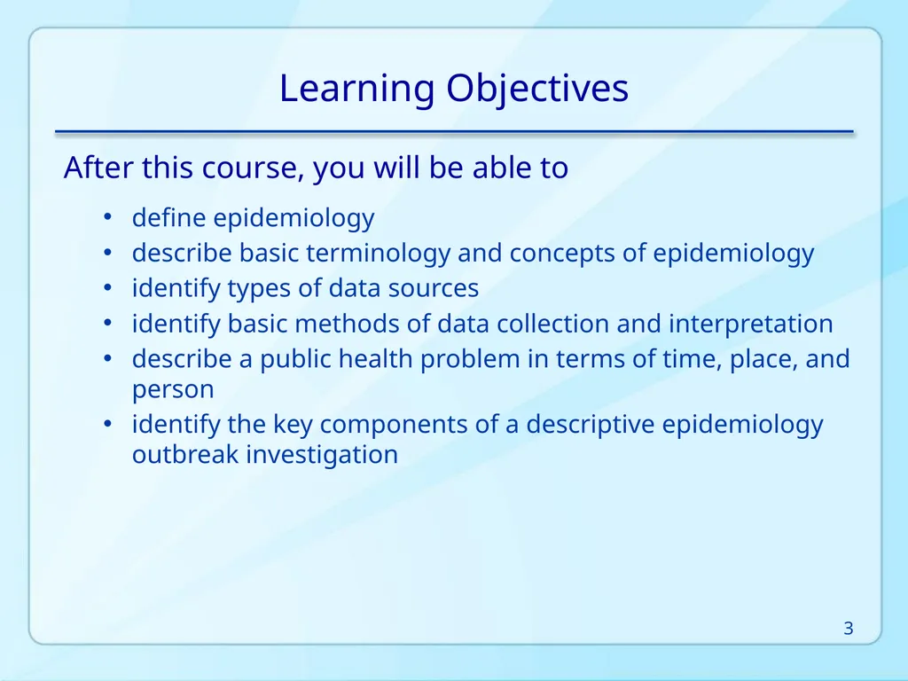 Public Health 101 Series Instructor name Title - slide 3 of 61
