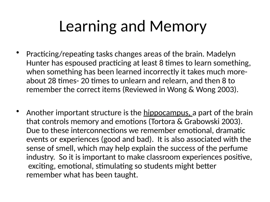BRAIN RESEARCH INFORMATION RELATED TO TEACHING - slide 12 of 18