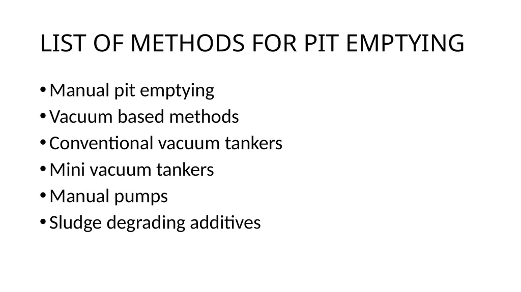 PIT LATRINE EMPTYING PROTOCOLS AND GUIDELINES - slide 8 of 38