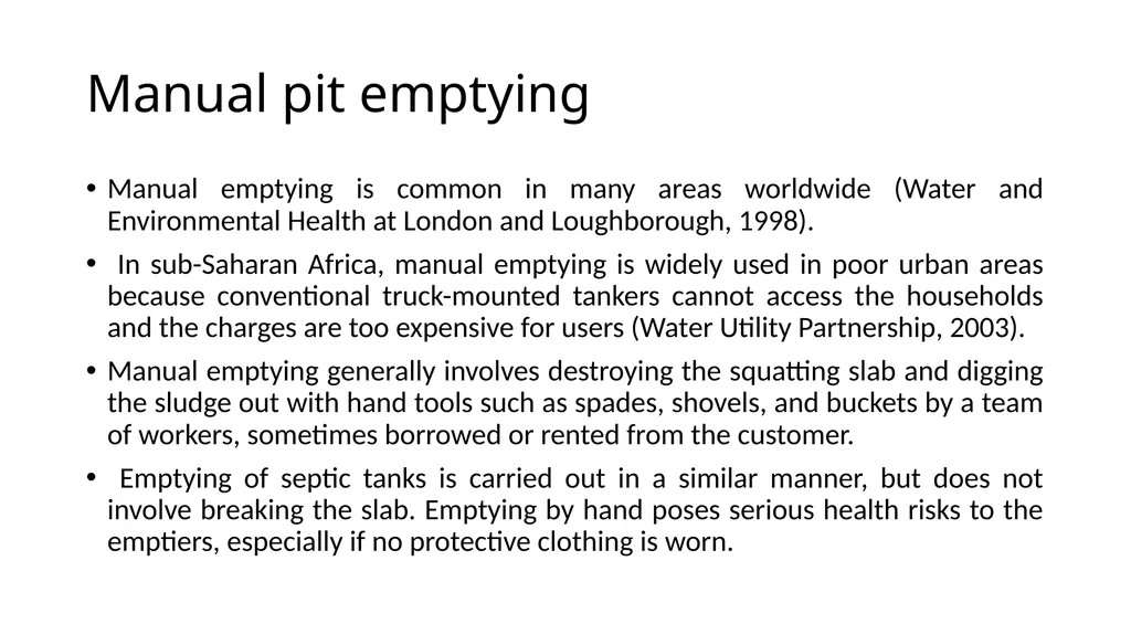 PIT LATRINE EMPTYING PROTOCOLS AND GUIDELINES - slide 9 of 38