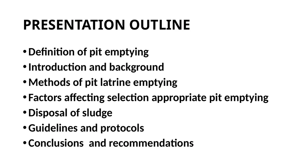 PIT LATRINE EMPTYING PROTOCOLS AND GUIDELINES - slide 2 of 38