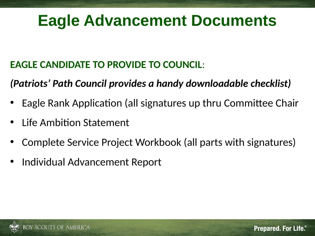 Patriots’ Path Council, BSA The Unit Eagle Mentor - slide 30 of 33