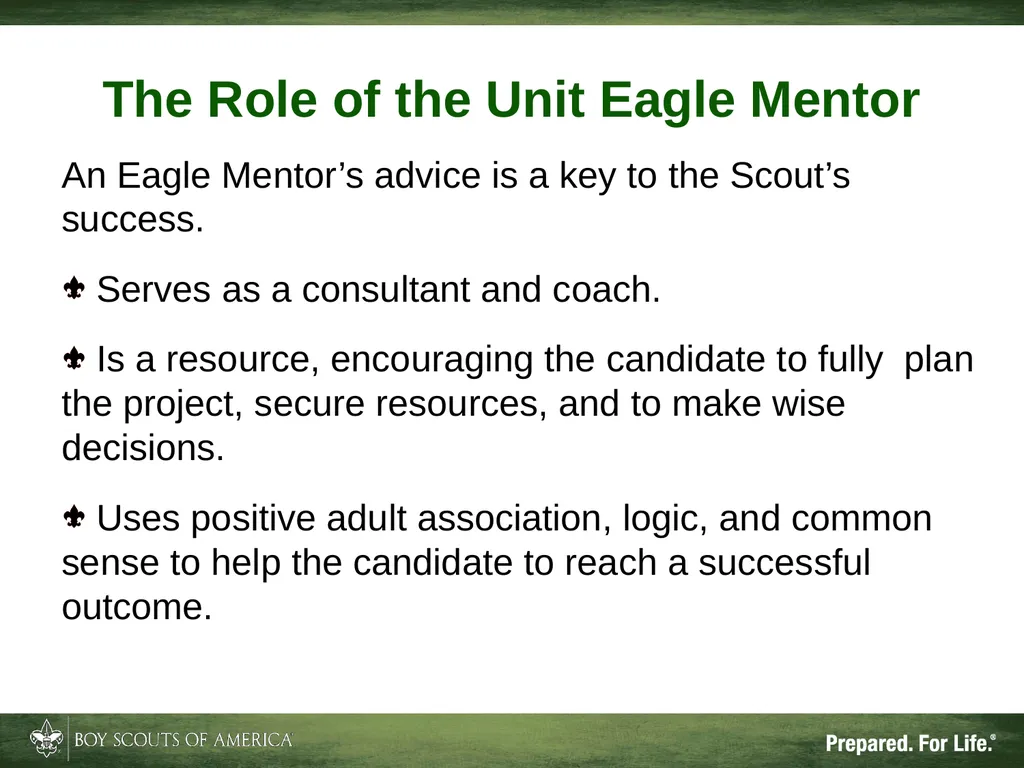 Patriots’ Path Council, BSA The Unit Eagle Mentor - slide 9 of 33