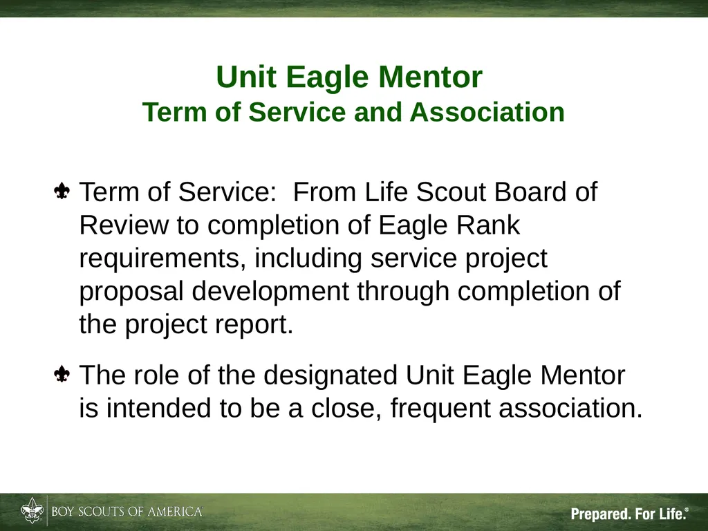 Patriots’ Path Council, BSA The Unit Eagle Mentor - slide 8 of 33