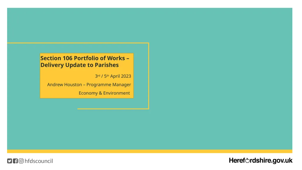 Section 106 Portfolio of Works – Delivery Update - slide 1 of 17
