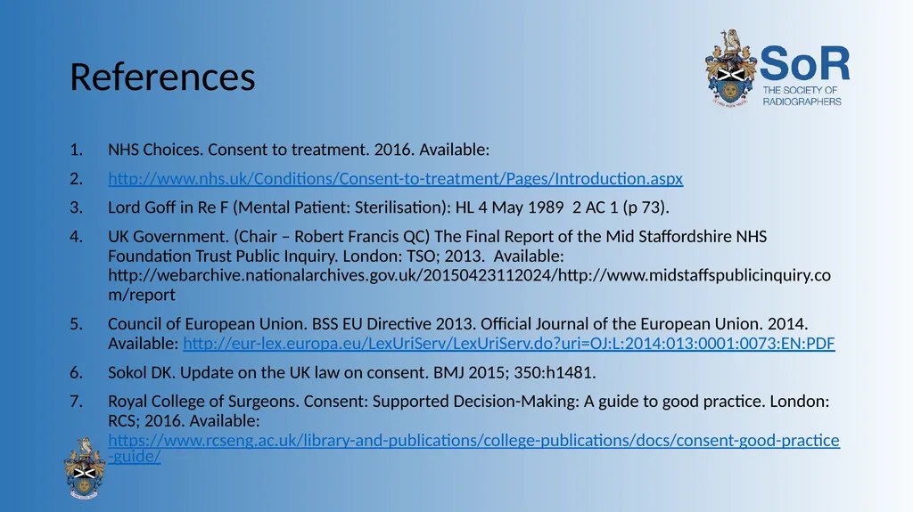 Obtaining consent: a clinical guideline for the - slide 19 of 19