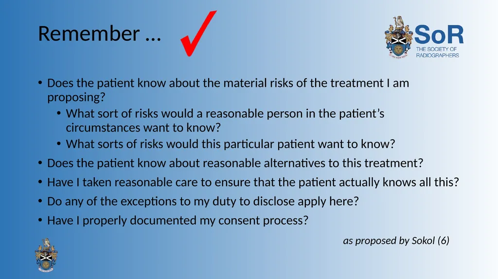 Obtaining consent: a clinical guideline for the - slide 17 of 19