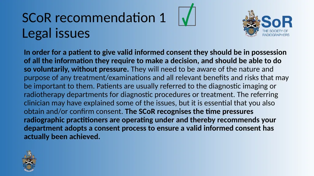 Obtaining consent: a clinical guideline for the - slide 7 of 19