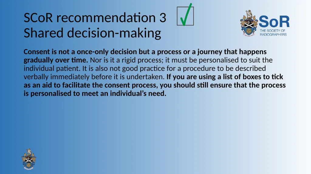 Obtaining consent: a clinical guideline for the - slide 9 of 19